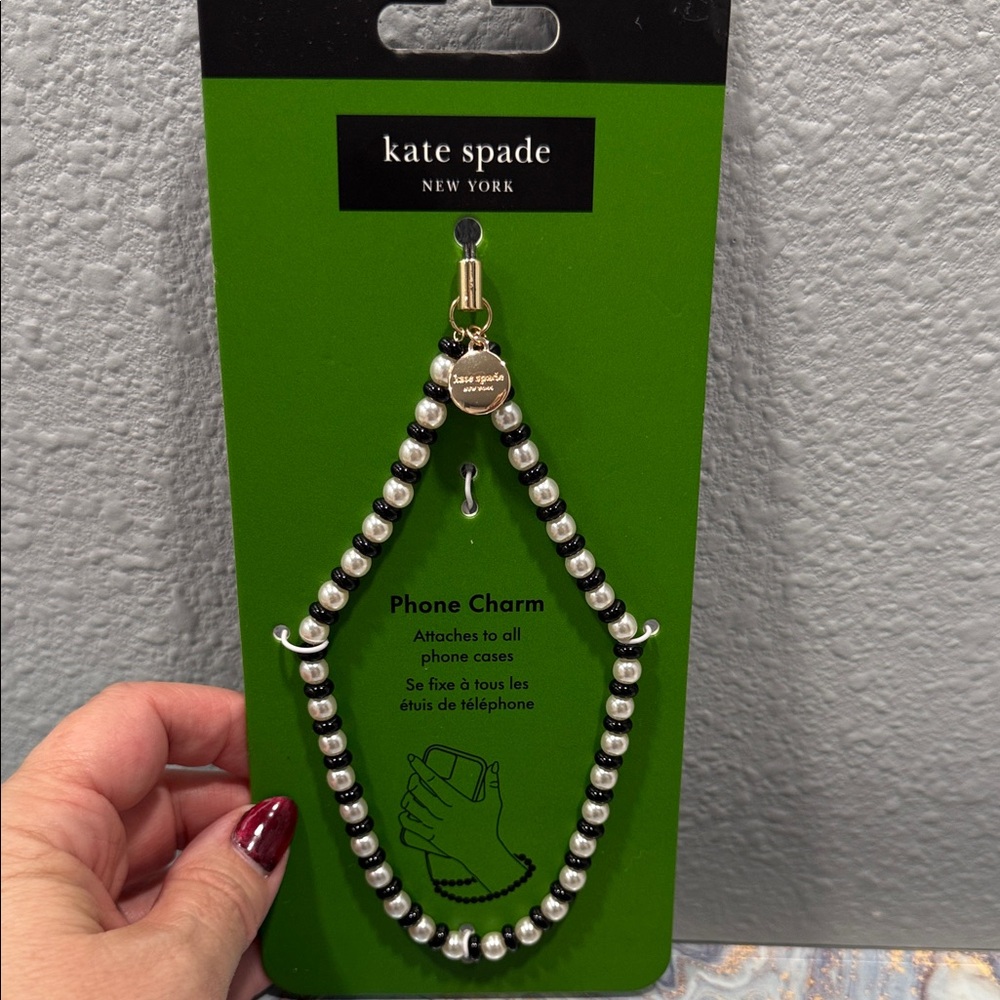 Kate Spade Black and White Beaded Phone Charm